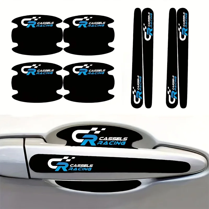 

8Pcs/Set CR Racing Door Handle & Cup Stickers, Anti-Scratch Car Decals