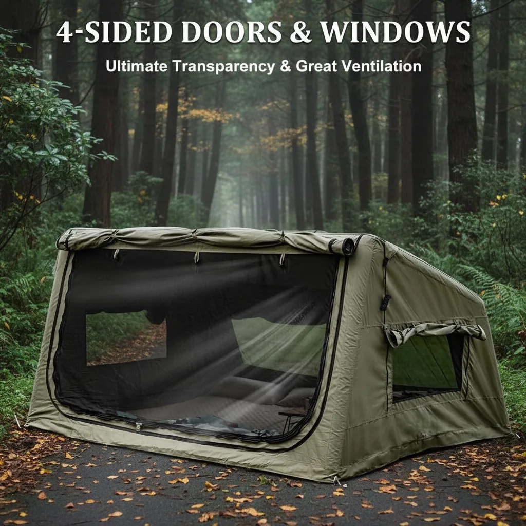 Outdoor Automatic Inflatable Camping Tent Camp Party  Four Seasons Waterproof Flame Retardant Cotton Sleeping Cabin Air Tent view 2