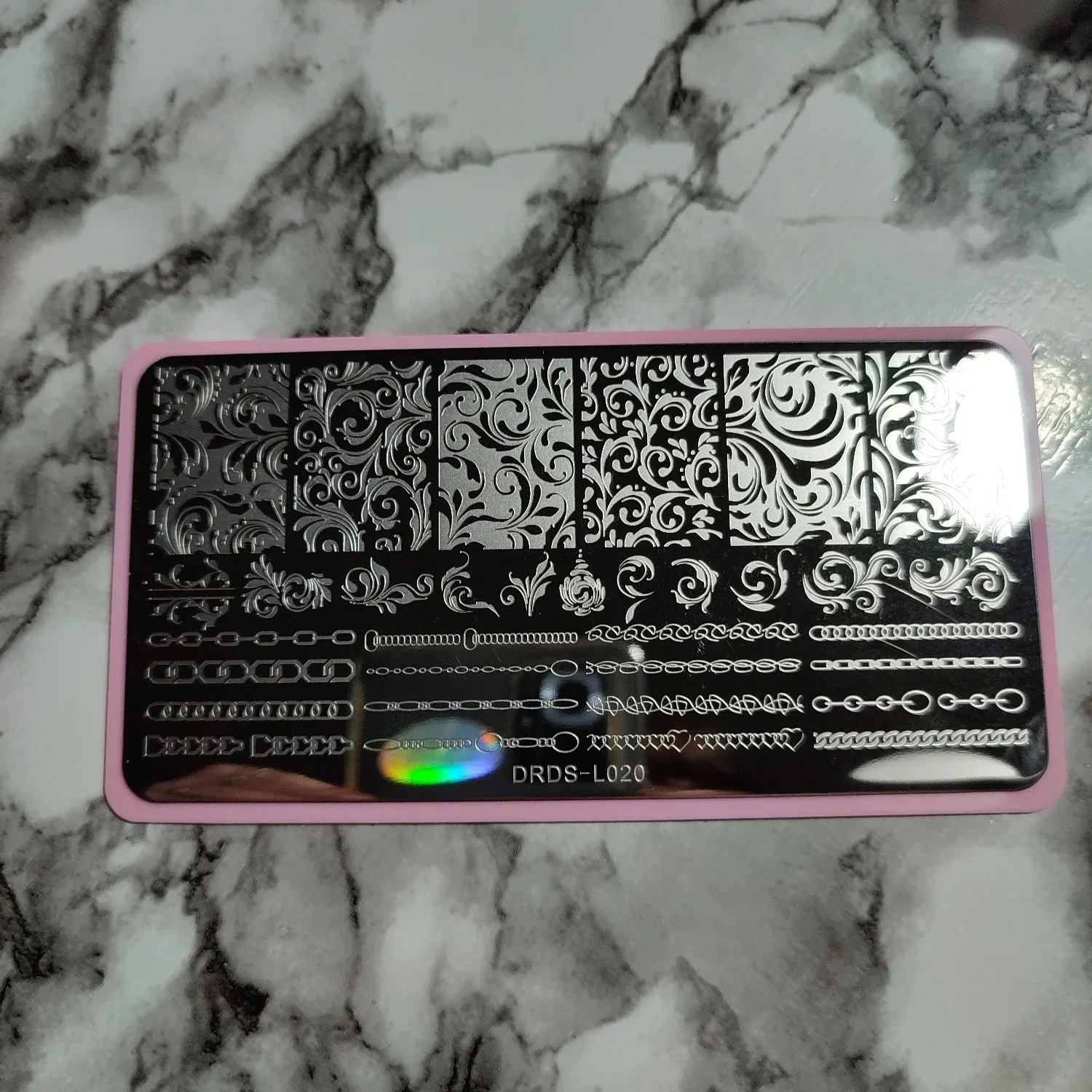 Plaques d'estampage d'ongles de fleur de ligne française, pochoir d'impression d'image de cœur/marbre/flore/ligne, modèles de tampons de manucure, outils *