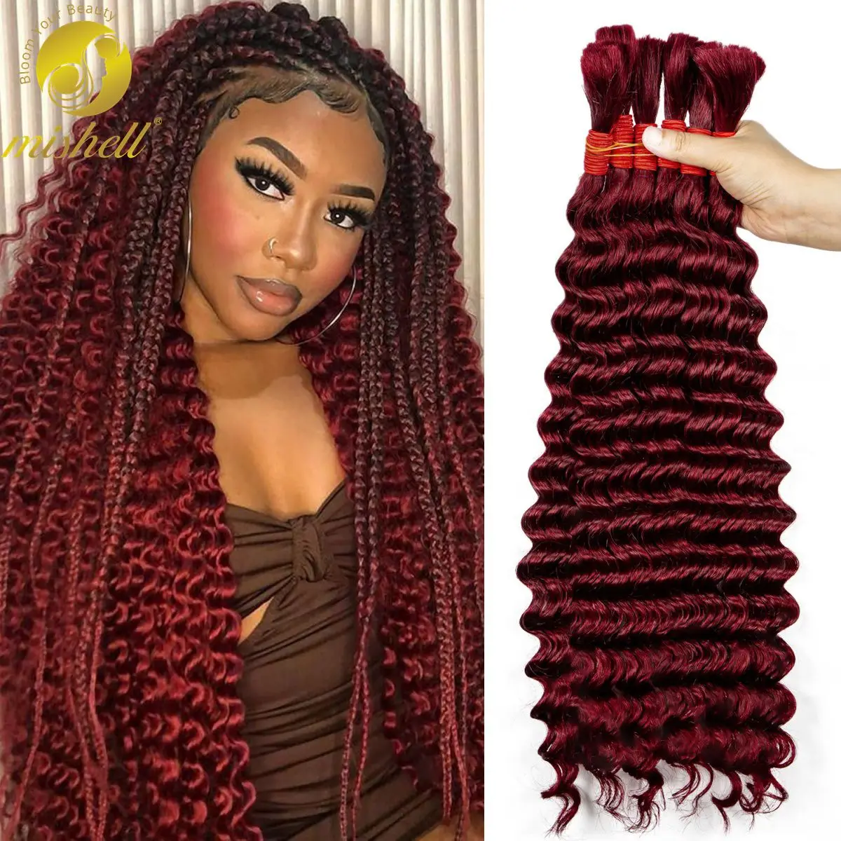 Bulk Braiding Hair 100% Human hair Deep Wave Unprocessed No Weft Boho Braids 10A Human Hair Bulk Extensions Brazilian Remy Hair