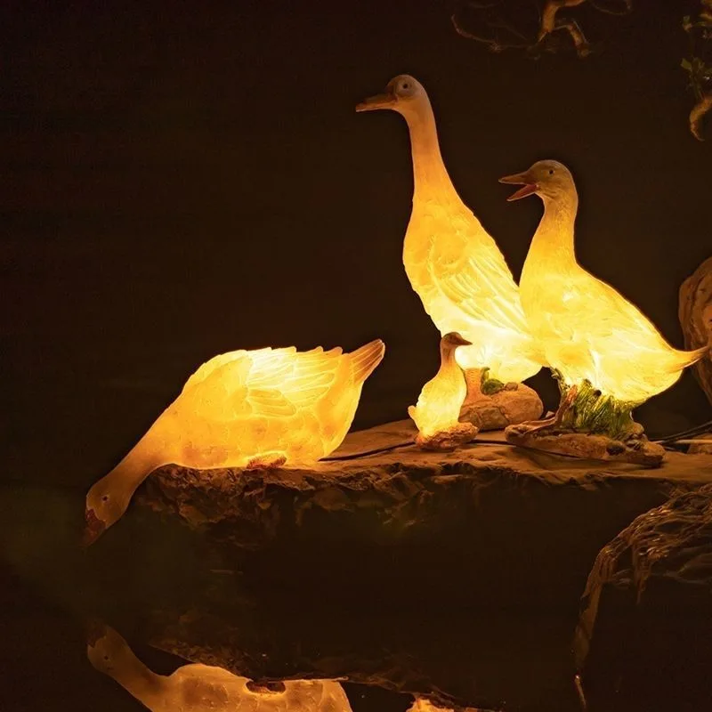 Outdoor simulation luminous duck fiberglass animal modeling lamp