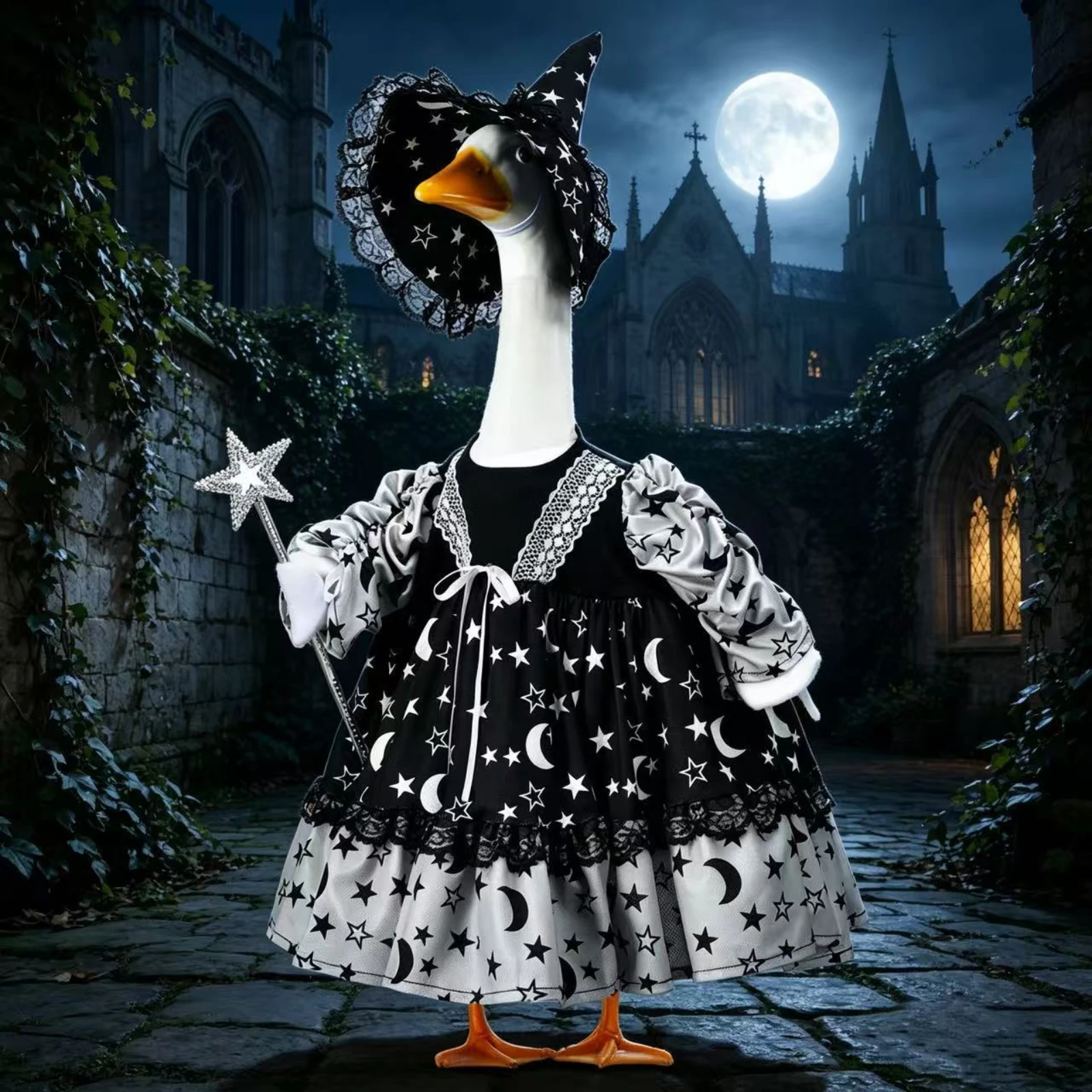 Halloween Porch Goose Costume Set Goose Statue Decorative Outfit with Hat Front Door Porch Goose Dress Up Kit Halloween Decor