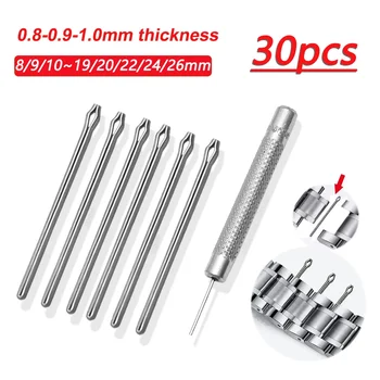 30 יחידות קישורי רצועת שעון מתכת בר 18mm 20mm 22mm 24mm 8mm-26mm כלי תיקון רצועת פלדת אל-חלד 0.8/0.9/1.0mm אביזרים