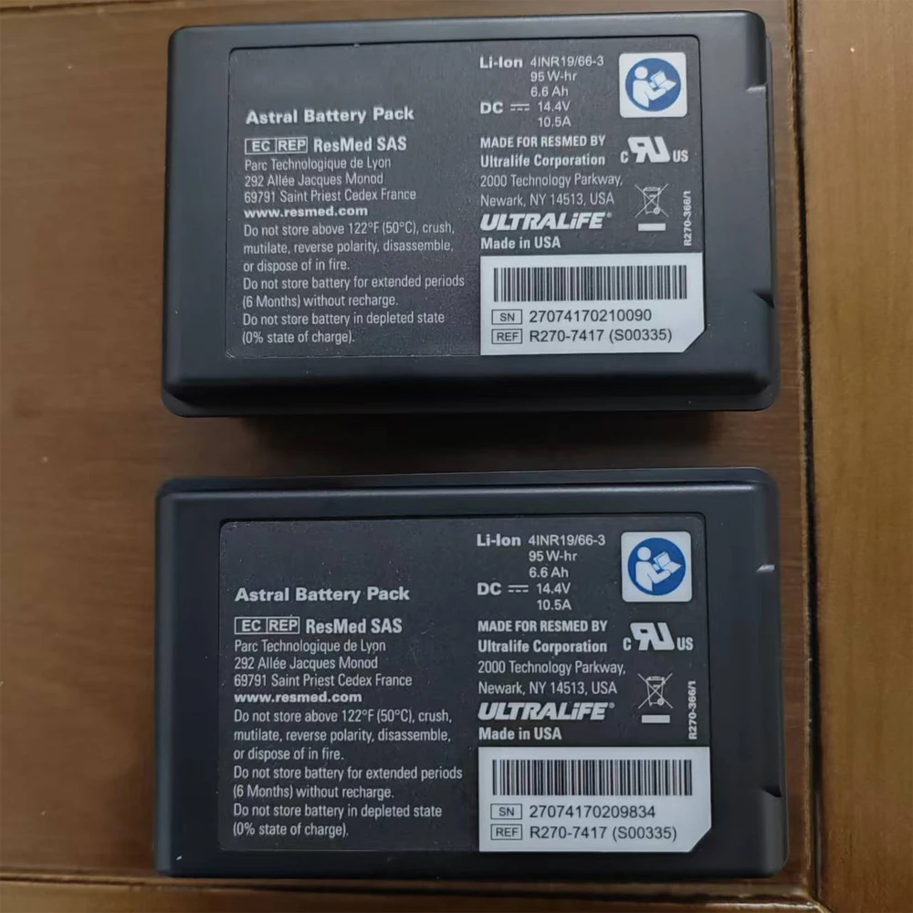 100% Original Battery 14.4V 6.6Ah For RESMED Astral 100 150 R270 41NR19/66-3 R270-7417 R270-7652 Ventilator Instrument Batteries view 6