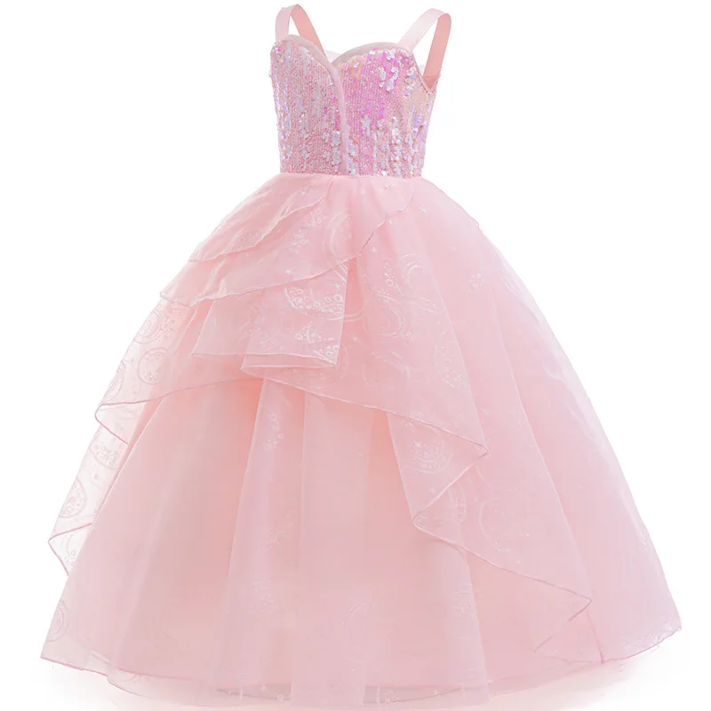 Kids Pink Witch Dress Wicked Glinda Elphaba Cosplay Costume Girls Halloween Princess Dresses Crown Wand Wig Bag Sets