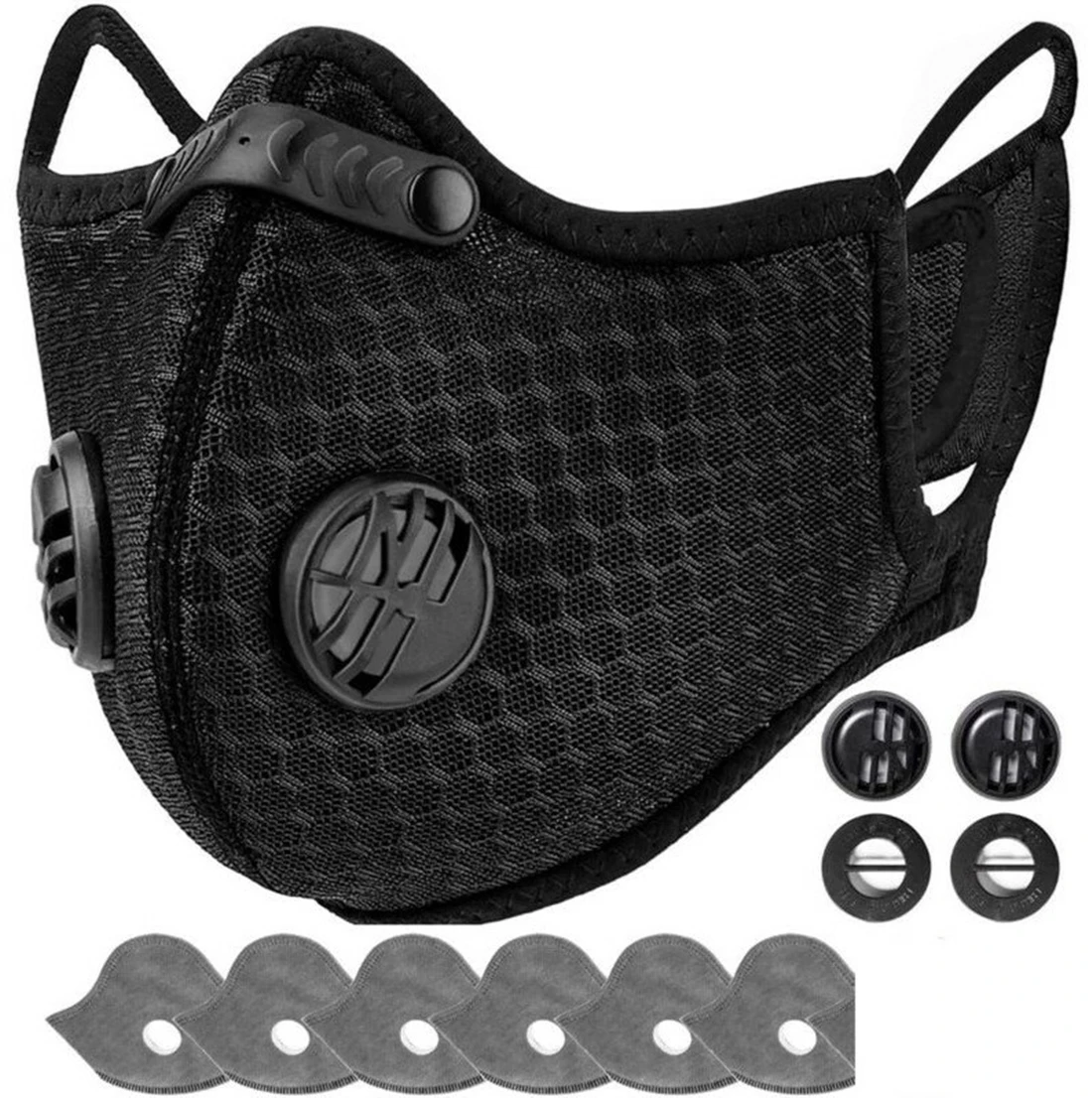 

Многоразовая полумаска для лица с фильтром, для велоспорта и активного отдыха, черная