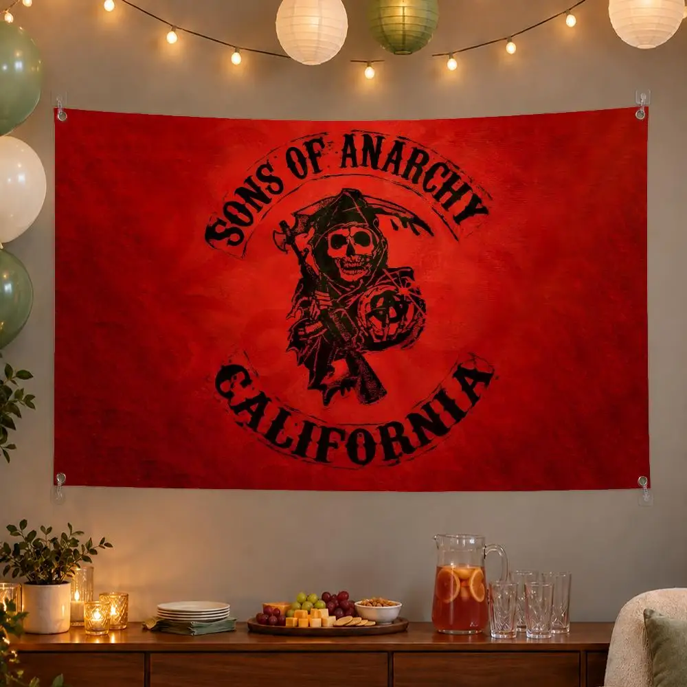 Bold TV Series Sons of Anarchy Flags Wall Hanging Banner Indoor Outdoor Party Home Wall Decor Backdrop