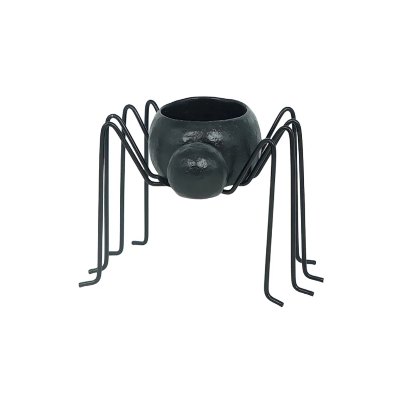 Halloween Spiders Stand, Dark Table Accent with Eight-Leg Base for Shelf Styling, Entryway, and Party Use J0MC
