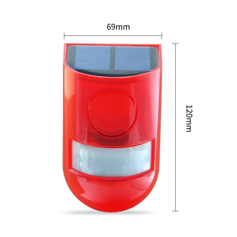 Alarma Solar infrarroja con Sensor de movimiento, luz estroboscópica de sirena de 110dB para el hogar, jardín, cobertizo, Carage, Carvan, sistema de