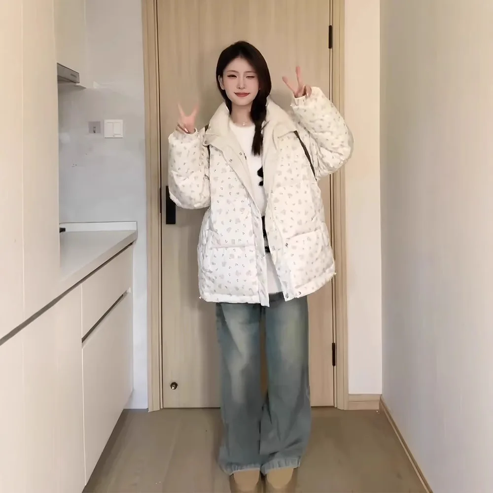 Floral Cotton-padded Jacket Autumn and Winter 2025 Design Sense Women's Thickened Loose Little Bread Cotton-padded Jacket