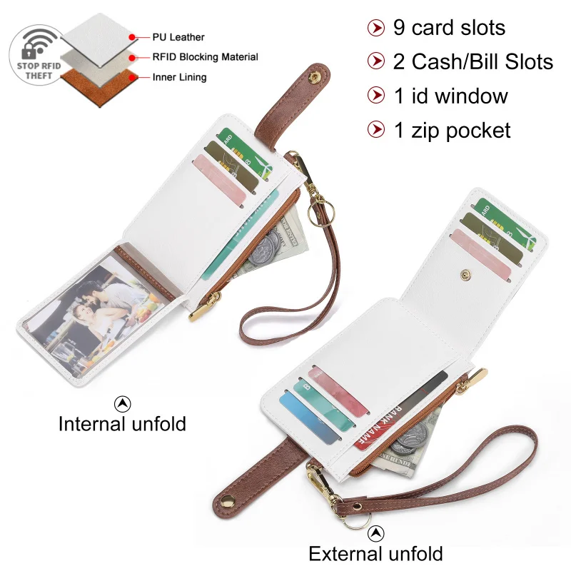 Western Large Capacity RFID Blocking Multi Card Slots PU Leather Women Wallet Zipper Multifunctional Coin Purse for Ladies