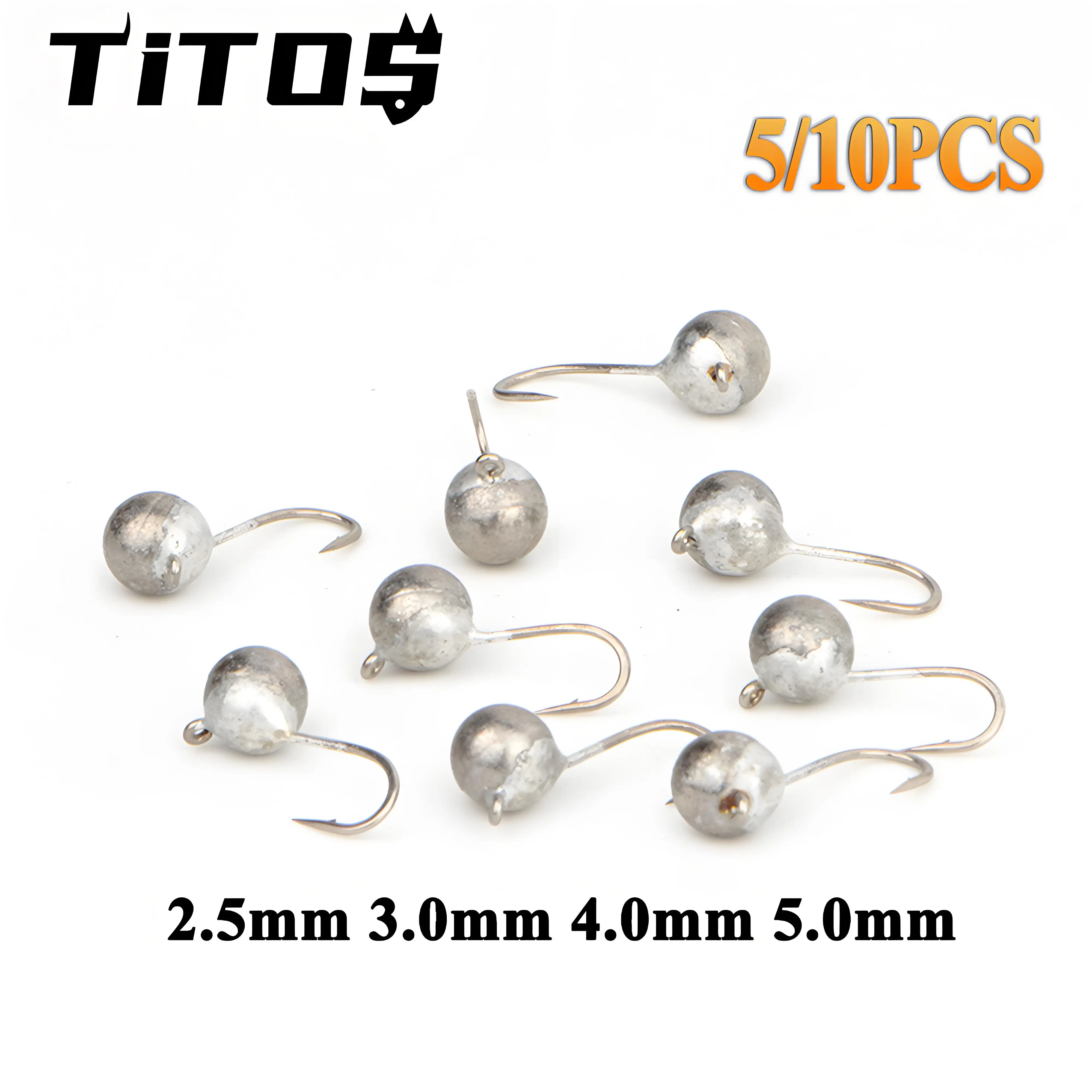 5/10pcs Tungsten Ball Ice Jig 2.5mm/3mm/4mm/5mm Swing Jig Head Deep Water Soft Lure Perch Trout Wrasse Bream Fishing Hook