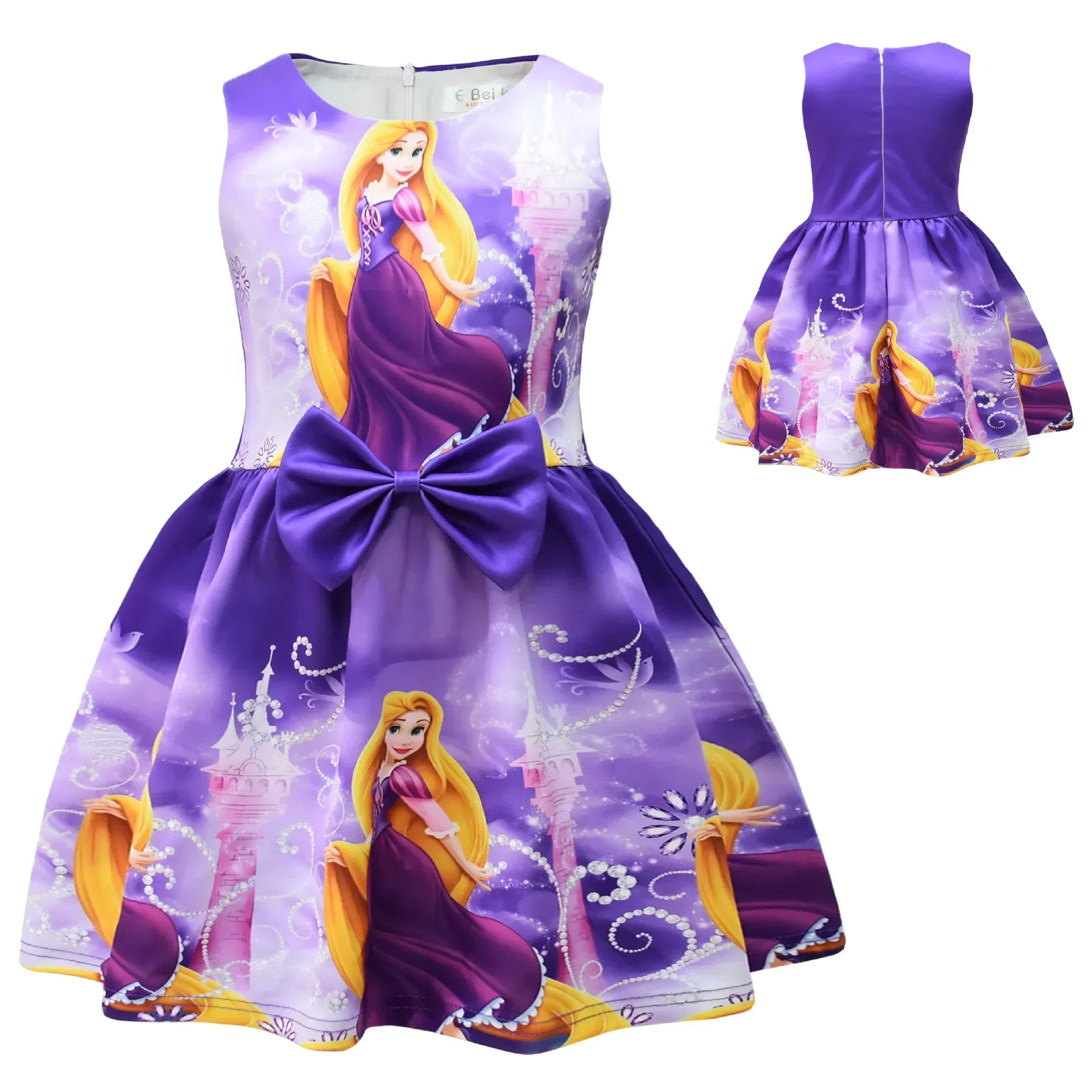 Disney Mickey Mouse Princess Dress Sleeveless T-Shirt Girls Dress chilren  Mermaid Princess Cinderella Girls Princess Skirt