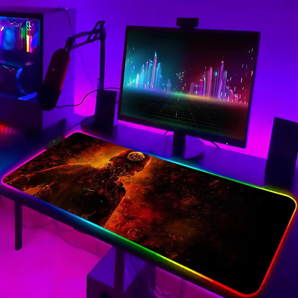 Black Sabbath RGB Gaming Mouse Pad, Teclado Mousepad, Backlit Teclado Gamer Girl, Mat Laptop, Almofadas de mesa, Xl