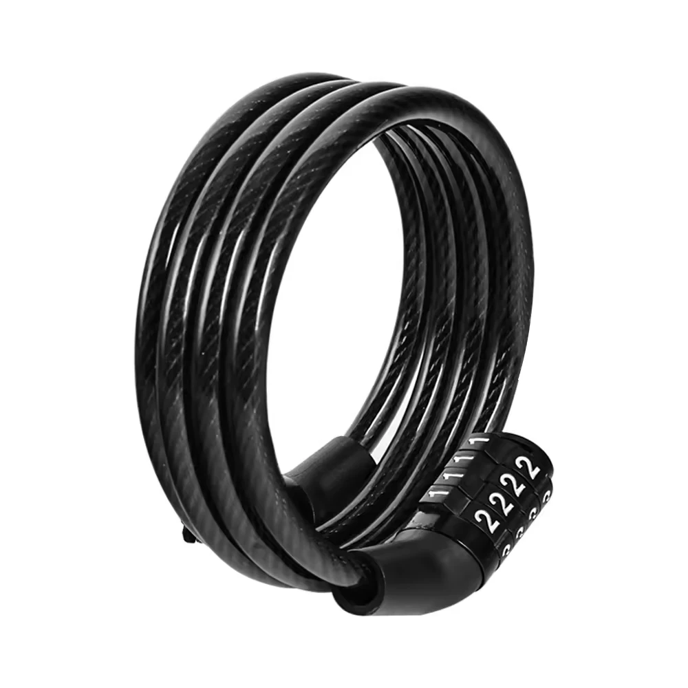 High Security 4 Digit Combination Bike Cable Lock Long Anti Scratch Cut Resistant Durable Steel Chain Lock Bicycle Lock
