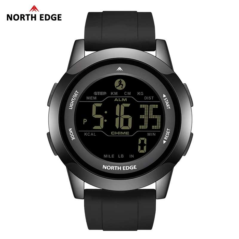 NORTH EDGE APOLLO Men's Digital Watch Sports Waterproof 50M Wristwatches Dual Time Pedometer Stopwatch Alarm Clock For Women