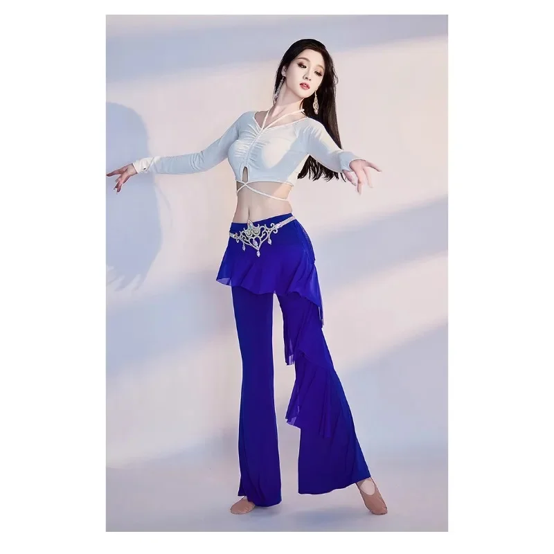 Belly Dance Practice Clothes Comfortable Slimming lace skirt Flared Pants Adult Female Dancing Training Professional Clothing