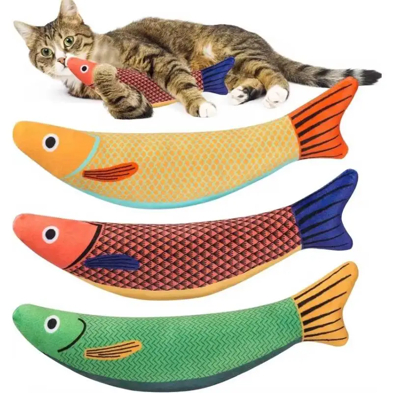 Juguete para Gatos, Simulación 3D de Pez, Pez Dorado, Juguete para Gatitos, Pez Almohada, Interactivo, con Sonido, Juguete de Peluche para Morder y Masticar para Gatos, Suministros para Gatos