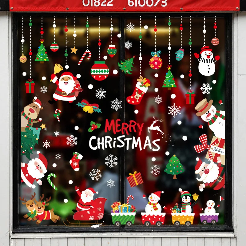 1PC Christmas Window Sticker Merry Christmas Decorations for Home 2025 Cristmas Ornament Xmas Navidad Natal Gifts New Year 2026