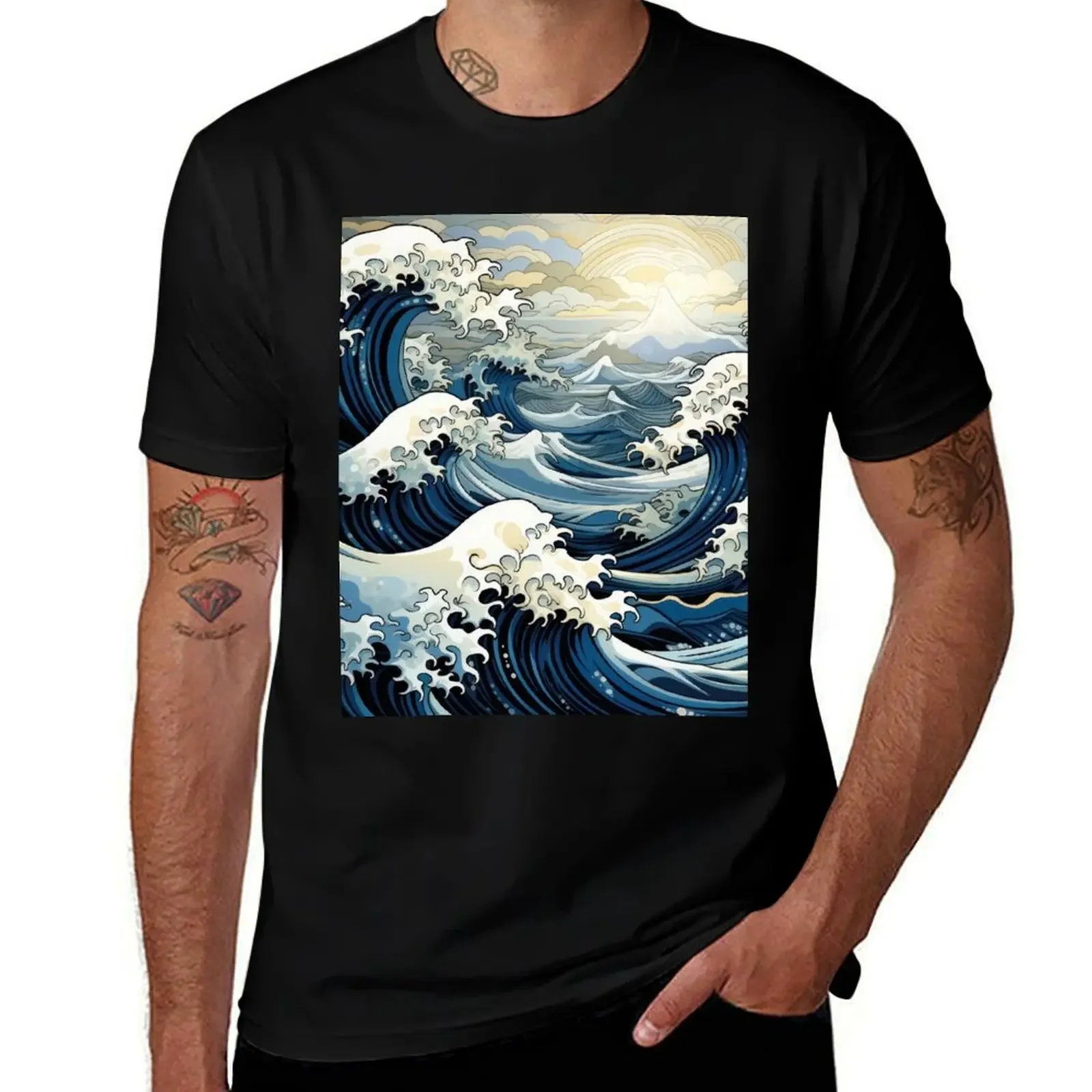 The Great japanese waves T-Shirt football t shirt blanks mens t shirt