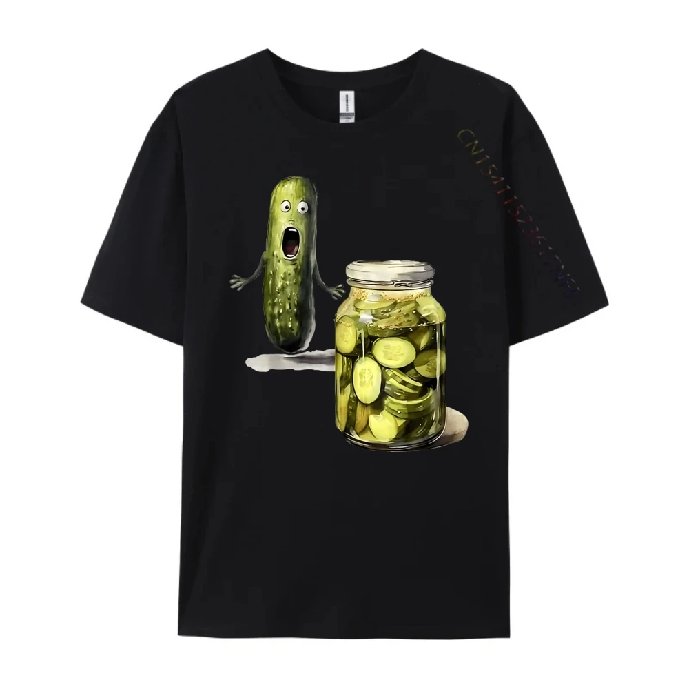 Funny Pickle Surprise A Cucumber And A Jar Of Sliced Pickles Graphic Tees Men Eco-friendly and Healthy T Shirt Men