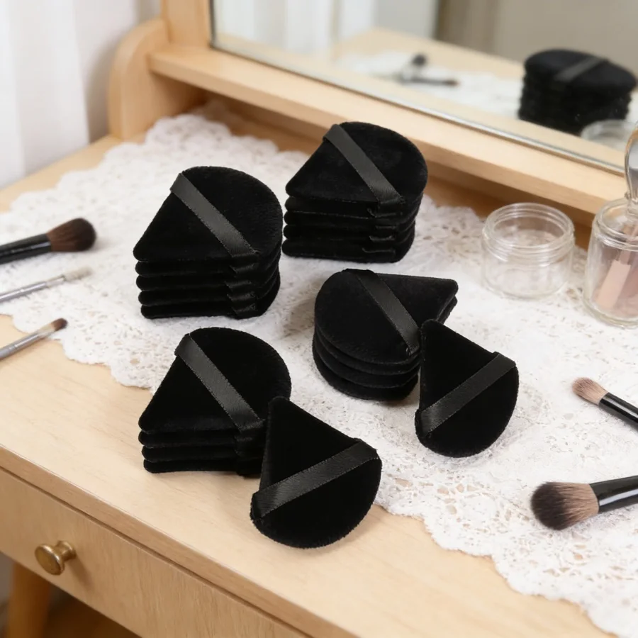 Black Triangle Powder Puff Facial Makeup Sponge Soft Velvet Cosmetics Puff Mixer Beauty Foundation Make-Up Sponge Makeup Access