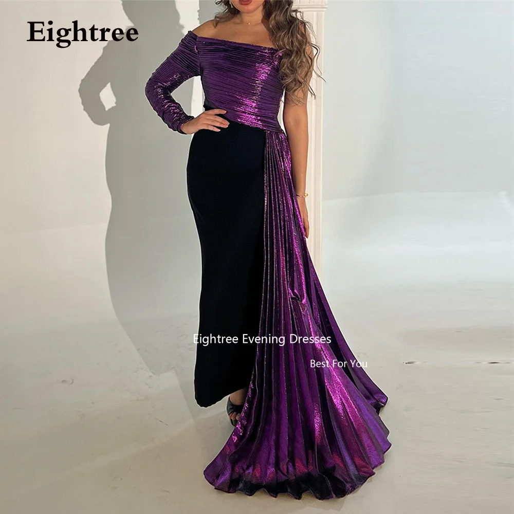 

Eightree Sexy Mermaid One Shoulder Evening Dresses Strapless Satin Saudi Arabia Formal Occasion Dresses Wedding Party Dress