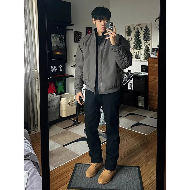 American Style Coach Flight For Men, Spring And Autumn Three-Proof Stand Collar Coat, High-End Cool Short Baseball Jacket Trend
