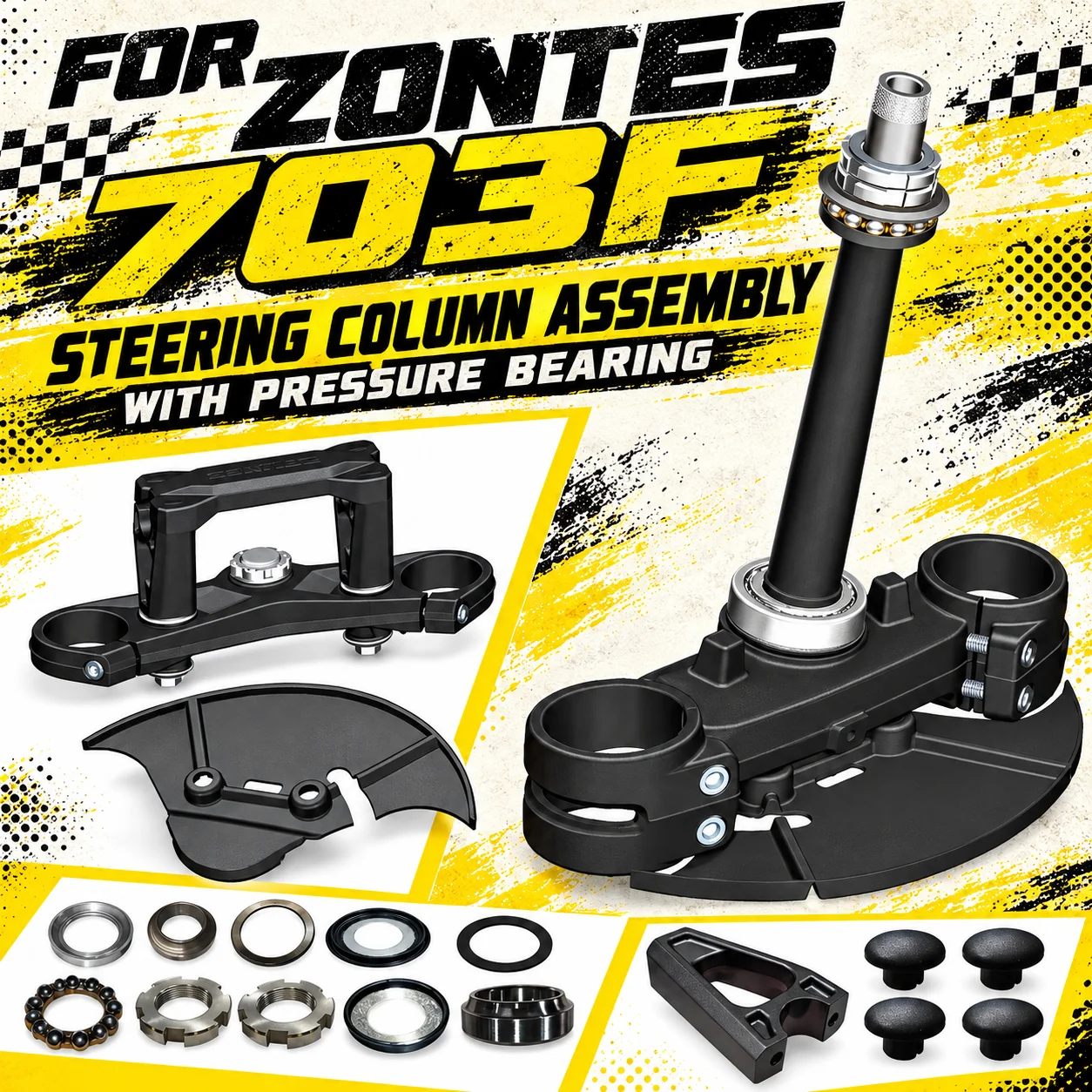 Genuine ZONTES 703F Steering Column Upper Connecting Plate, Shock Absorber Yokes and Clamping Pressure Blocks