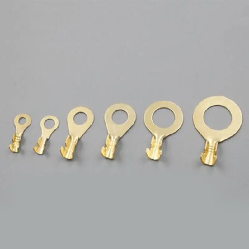 150Pcs/Set Gold Insulated Copper Ring Crimping Terminal Wire Connector Electrical Kits Waterproof Round Grounding Lug