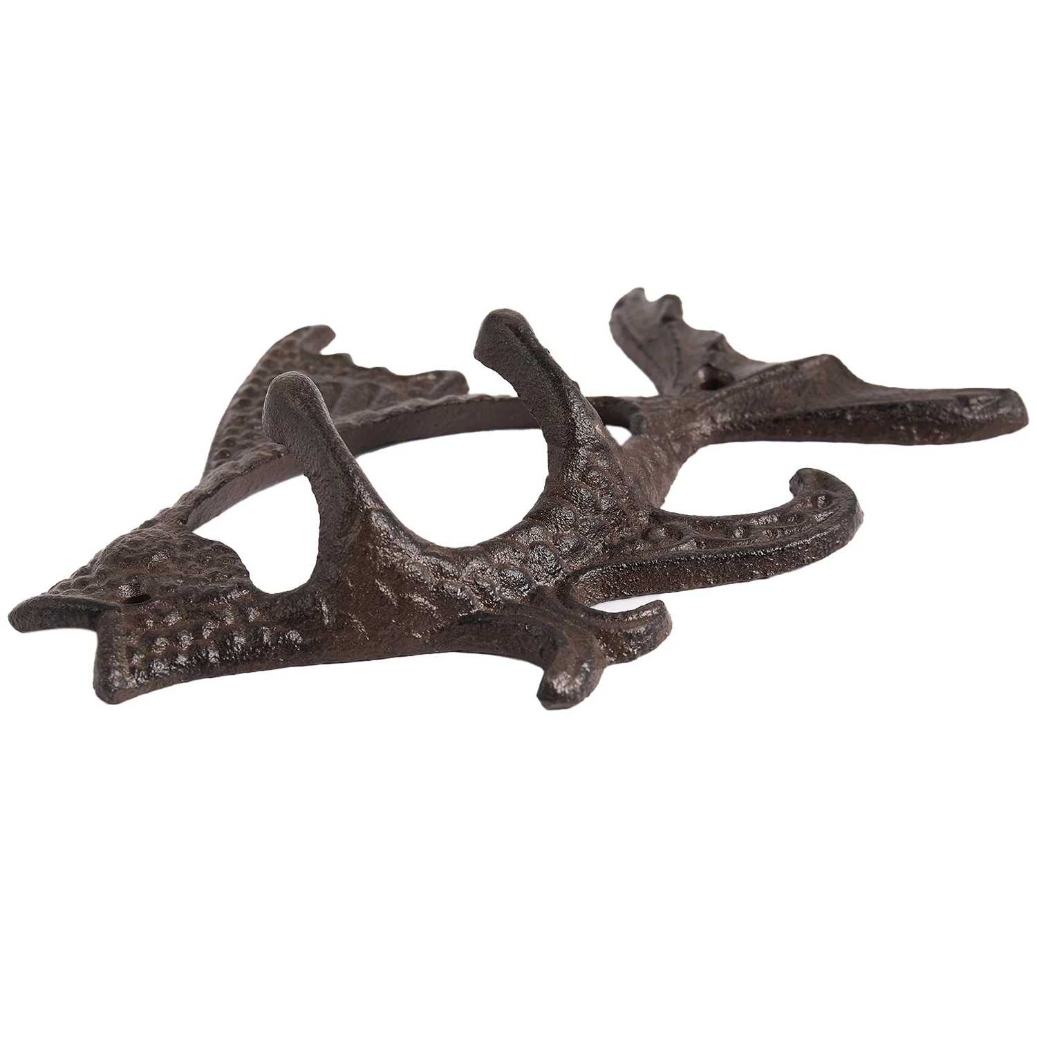 A77I Fish With Two Hooks Ocean Series Cast Iron Wall Hook Wall Mount Towel Hanger Hook For Hat, Key, Coats