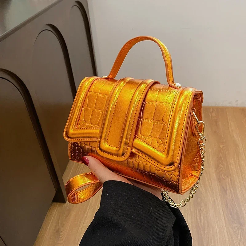 Brand Women Bag Gold Silvery Handbag Crocodile Pattern Mini Crossbody Bag for Women 2023 Designer Shoulder Bag Luxury Clutches