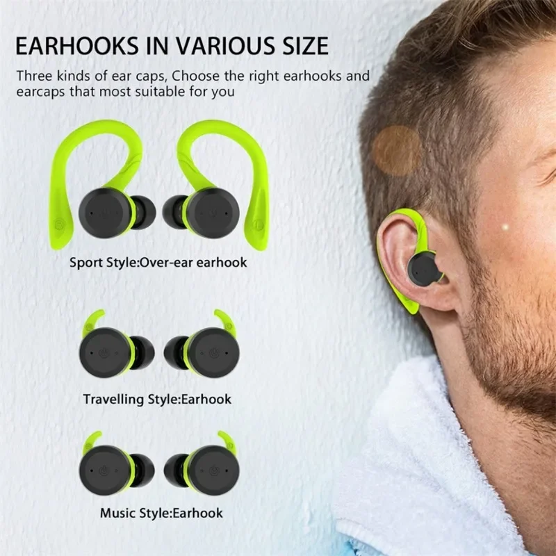 20 Hours Play time Swimming Waterproof Bluetooth-compatible Earphone Dual Wear Sport Wireless Headset Ipx7 Stereo Earbuds