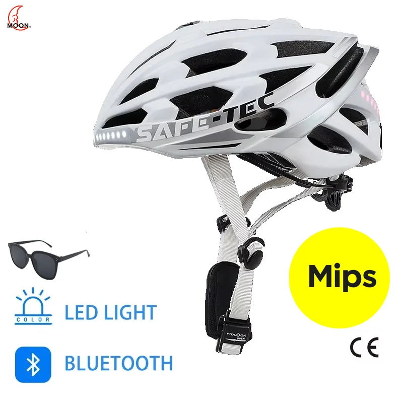

MOON Smart Bicycle Helmet for Adult with Bluetooth LED Rear Light Mips System MTB Road Mountain Bike Helmet for Outdoor Cycling