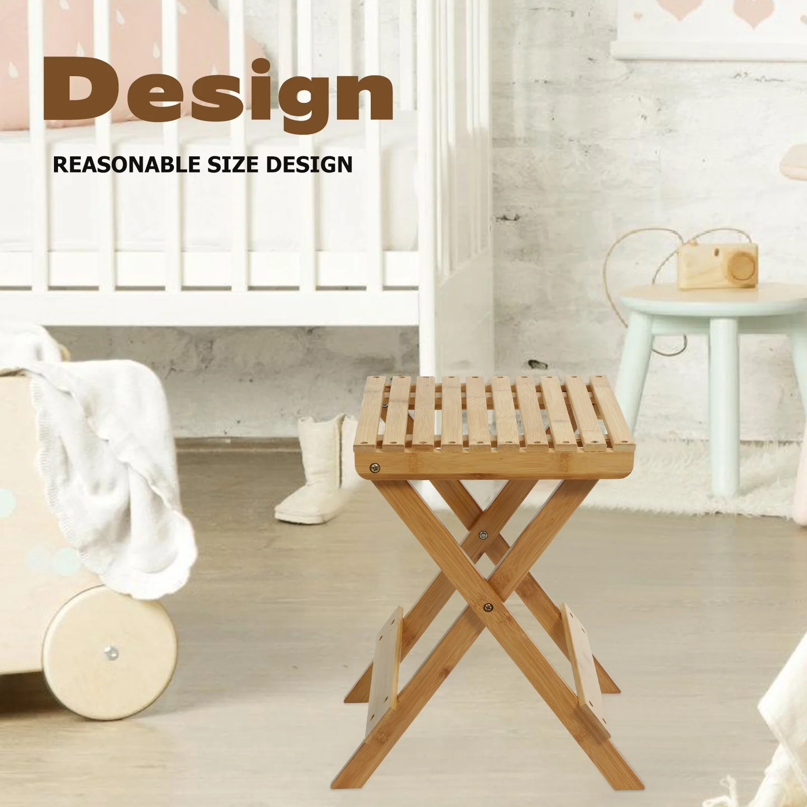 

Small Bamboo Stool Portable Folding Lightweight Shoe Changing Stool for Home and Outdoor Small Bamboo Stools