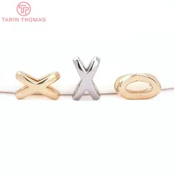 (8675)  4.8x7.5MM 24K Gold Color Brass X Shape Perforated Bead Necklace Bracelet Beads High Quality DIY Jewelry Accessories