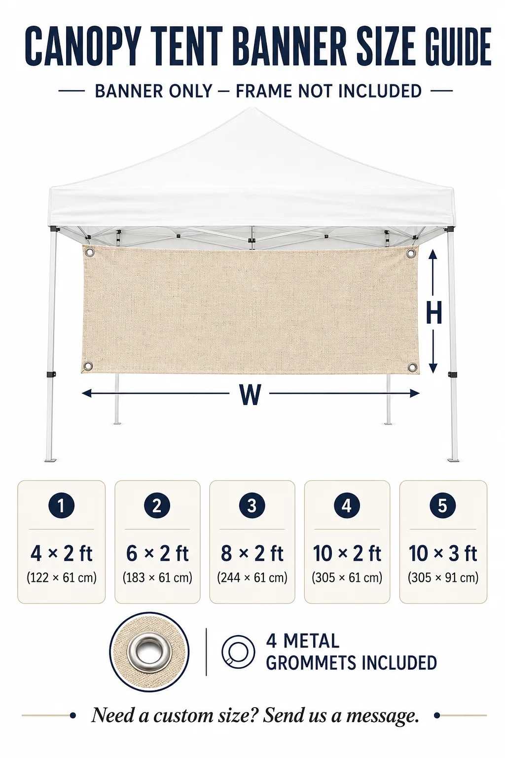 Custom Linen Vendor Booth Banner with Logo Personalized Market Stall Sign for Pop Up Canopy Craft Fair and Coffee Shop Display