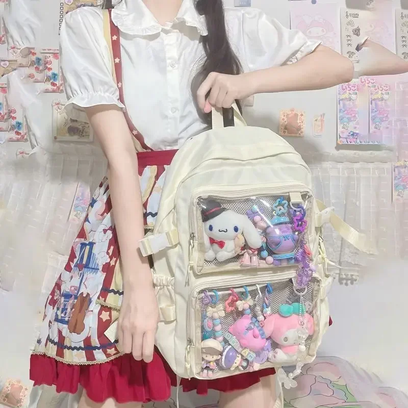 Fashion Trendy Student Ita Bag Large Capacity Transparent Backpacks Teenage Girls All Match Simple Ita School Bag Bolsos Mujer