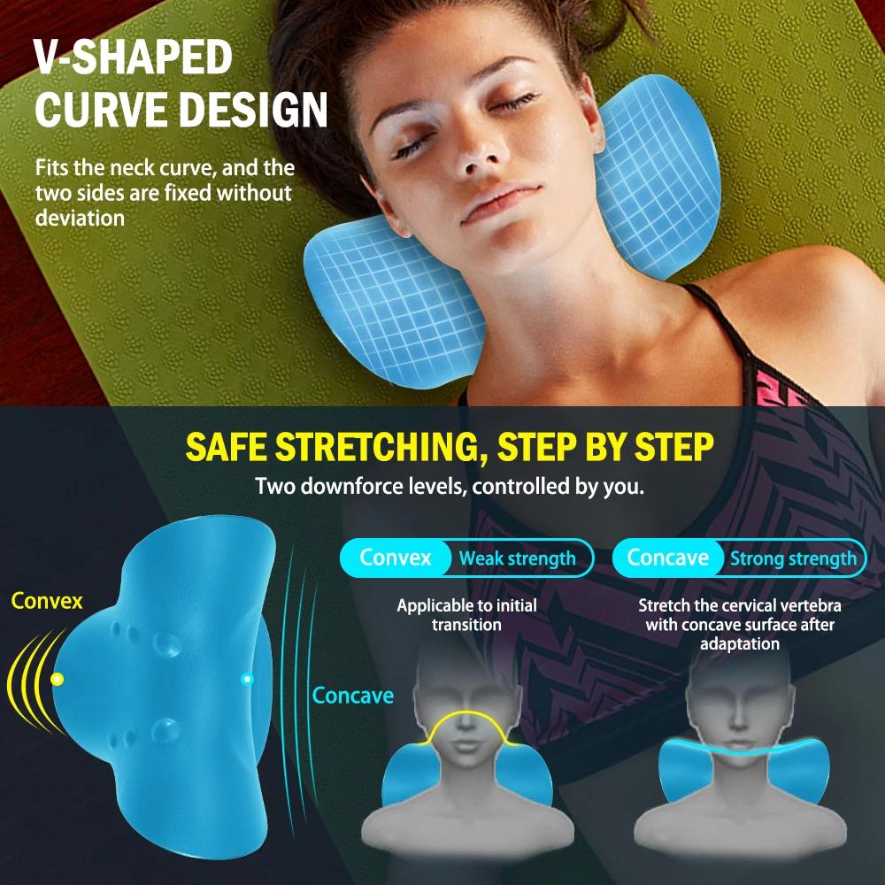 Neck Shoulder Relaxer Stretcher Massage Cervical Traction Device Chiropractic Pillow Neck Cloud for Pain Relief Spine Alignment