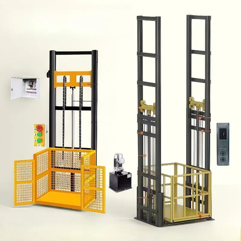 2-8m Single Double Track Freight Elevator  Simple Lifting Freight Guide Rail Hydraulic Lifting Platform Lift Crane