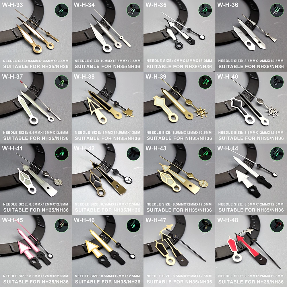 

Watch Hand Watch Needle Suitable For NH35/NH36 Movement Green/No Luminous High Quality Watch Modification Accessories