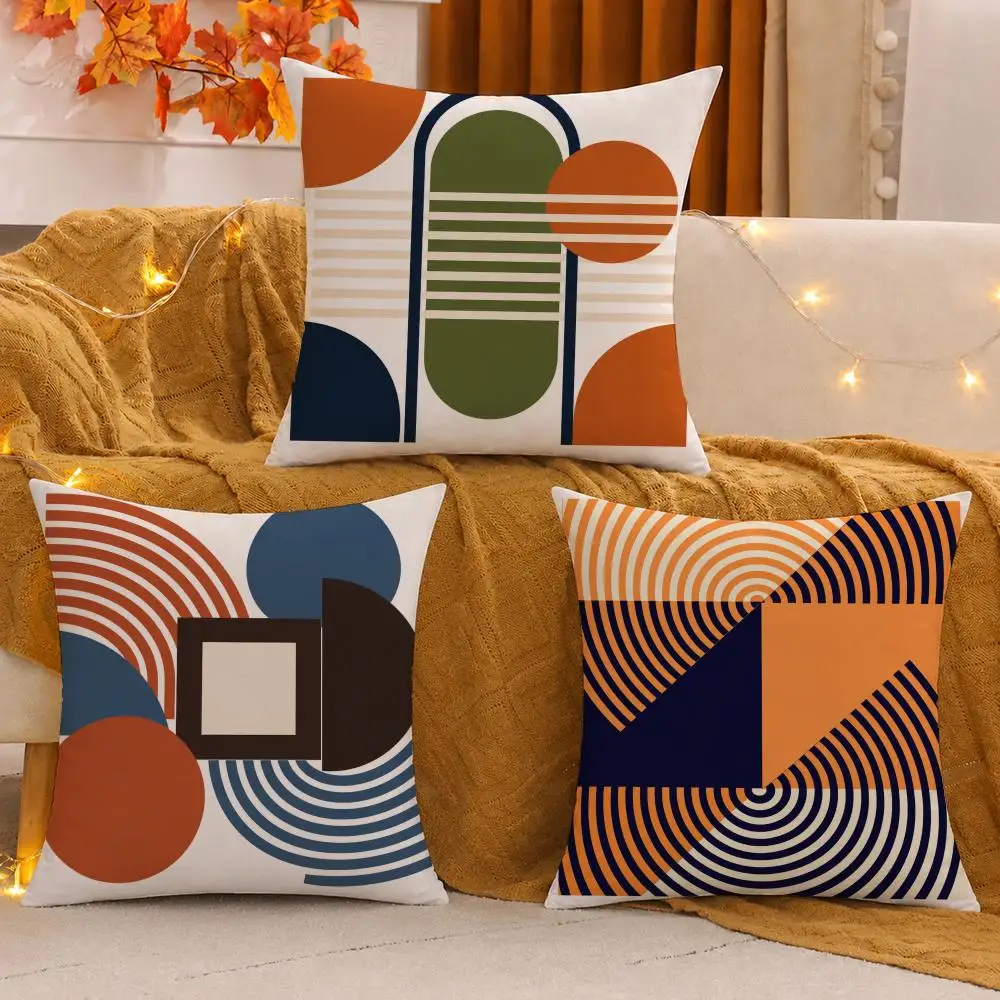 Mid Century Retro Abstract Geometric Art Cushion Cover Pillow Case plush Double-sided Print Square Covers Sofa Home Cushion