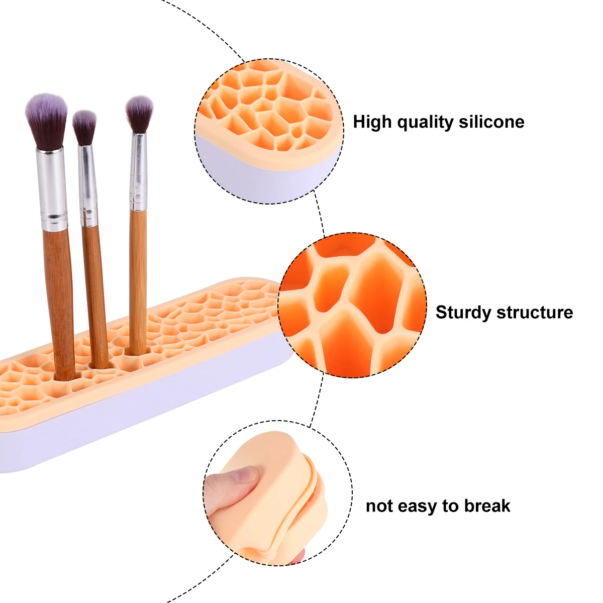 

Creative Makeup Brush Holder Silicone Makeup Brush Organizer Rack for Travel Home Camping Storage Yellow