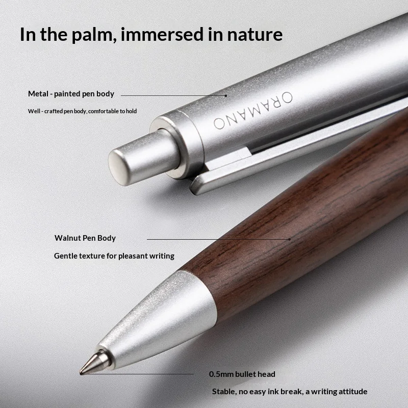 Deli A9PRO Professional Metal Signature Pen,0.5/1.0mm Walnut Wood Grip Section,Low-Friction Gel Ink Professional Office&Desk Pen