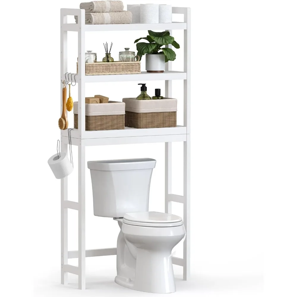 

Over The Toilet Storage, 3-Tier Over Toilet Bathroom Organizer with Adjustable Shelf, 10.2 x 24.8 x 66.9 Inches, Space-Saving,