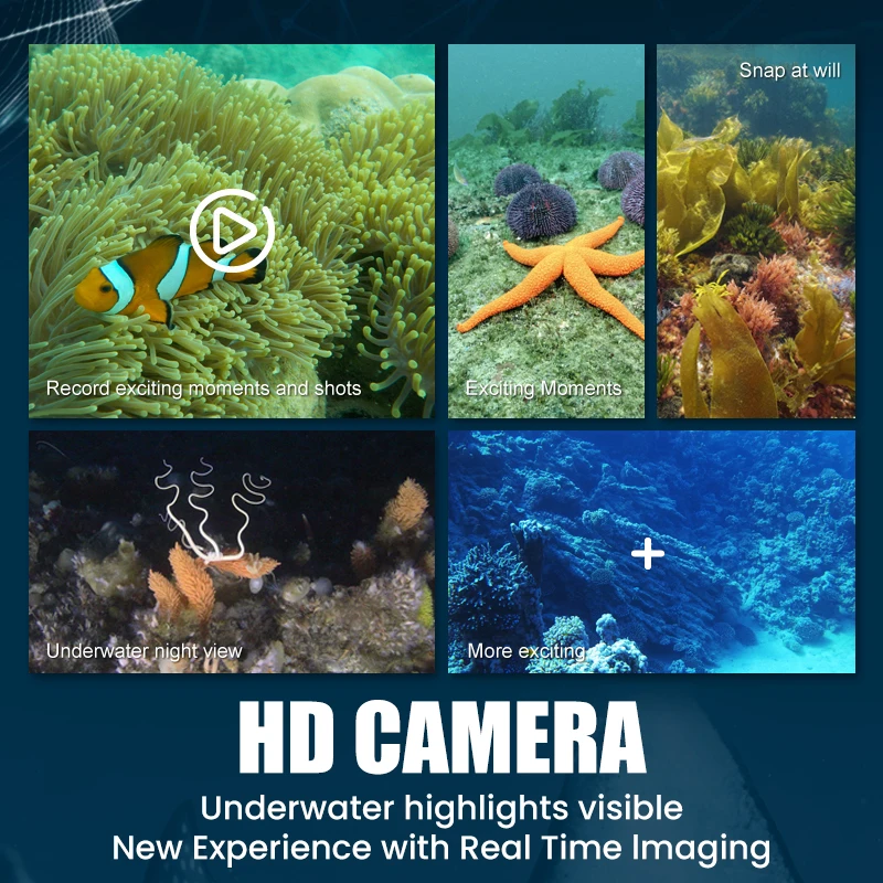 Mini câmera subaquática submarina wi-fi, visível, hd, controle móvel, brinquedos para mergulho, barco, presentes de natal para adultos e crianças