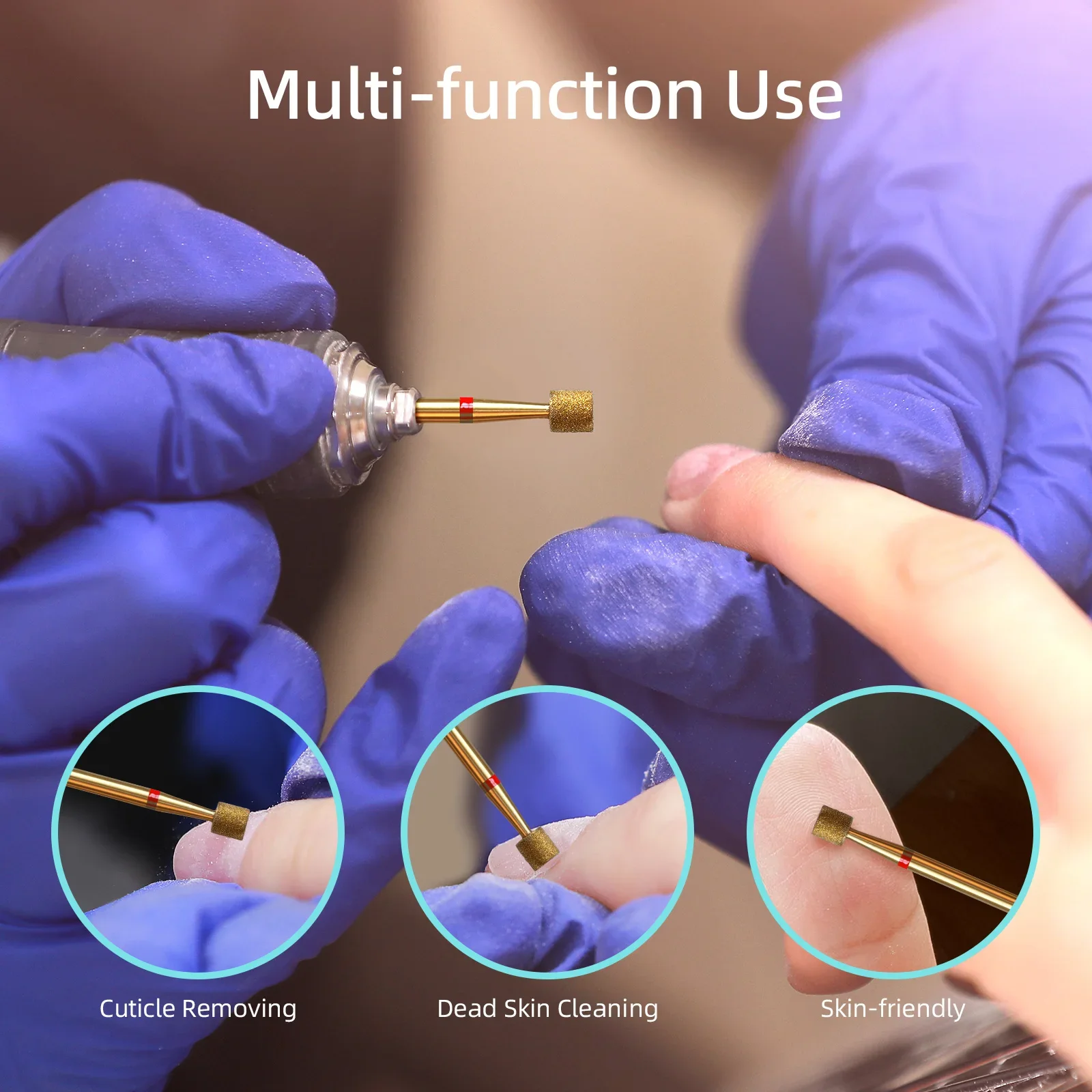 HYTOOS 4mm Barrel Cuticle ทําความสะอาดเล็บเจาะบิต, ไทเทเนียมรัสเซียเพชรเล็บ Bits อุปกรณ์ทําความสะอาดเล็บสําหรับ Dead Skin