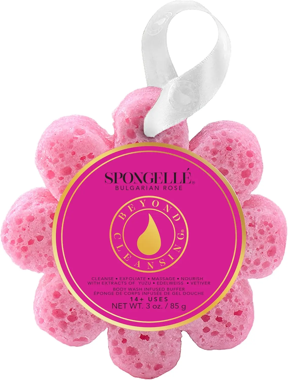 

Bulgarian Rose Wild Flower Bath Sponge | Built-In Body Wash & Body Scrubber, Shower Loofah Sponge for Women | 14+ uses