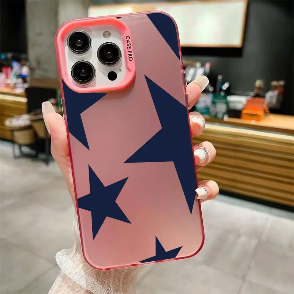 Funda de teléfono estrella minimalista azul adecuada para iPhone 17 16 15 14 13 12 11 Pro/Max/Plus contraportada anticaída y a prueba de golpes