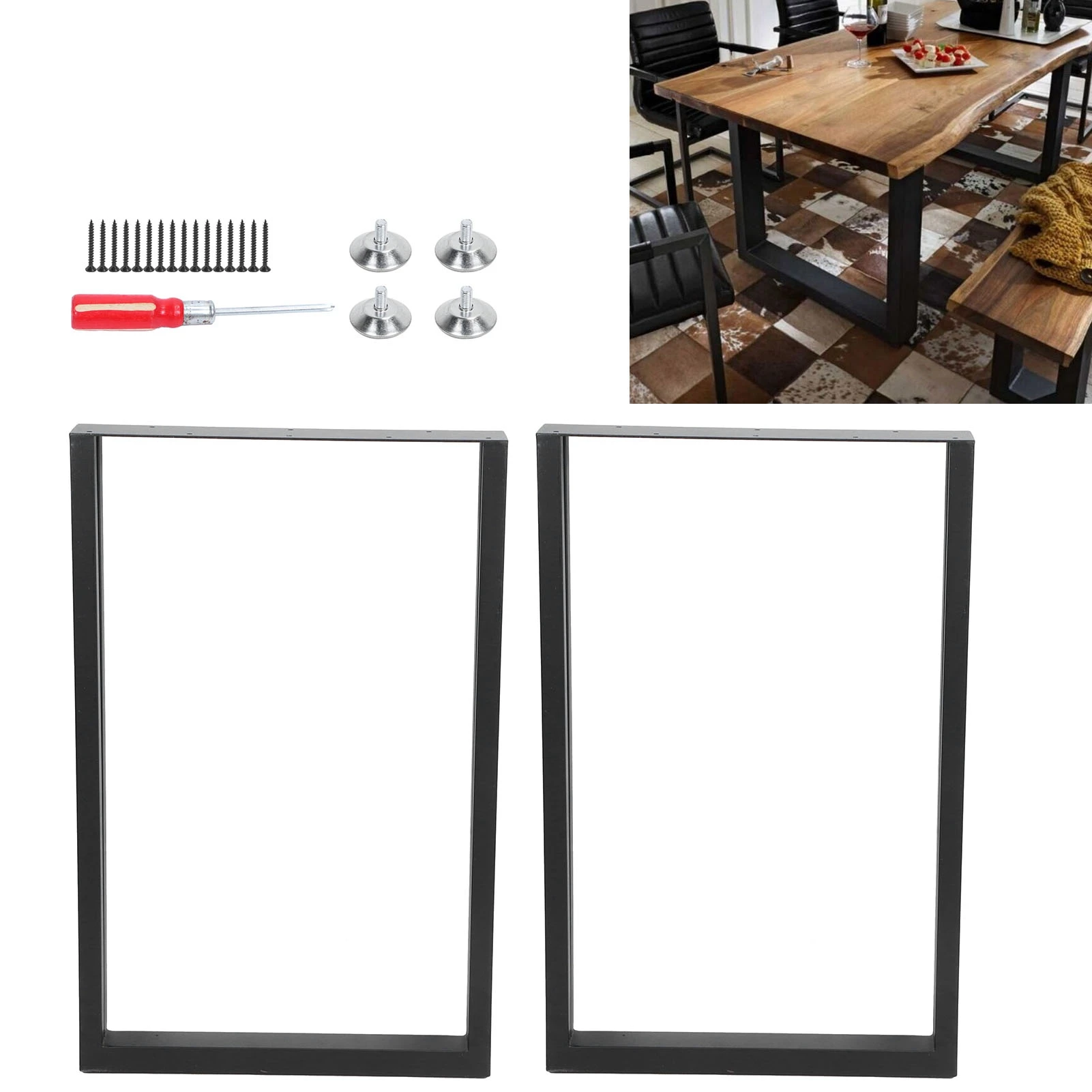 

1 Pair Wrought Iron Table Leg Modern Desk Legs for Dining Furniture Coffee Bench Tables Parts